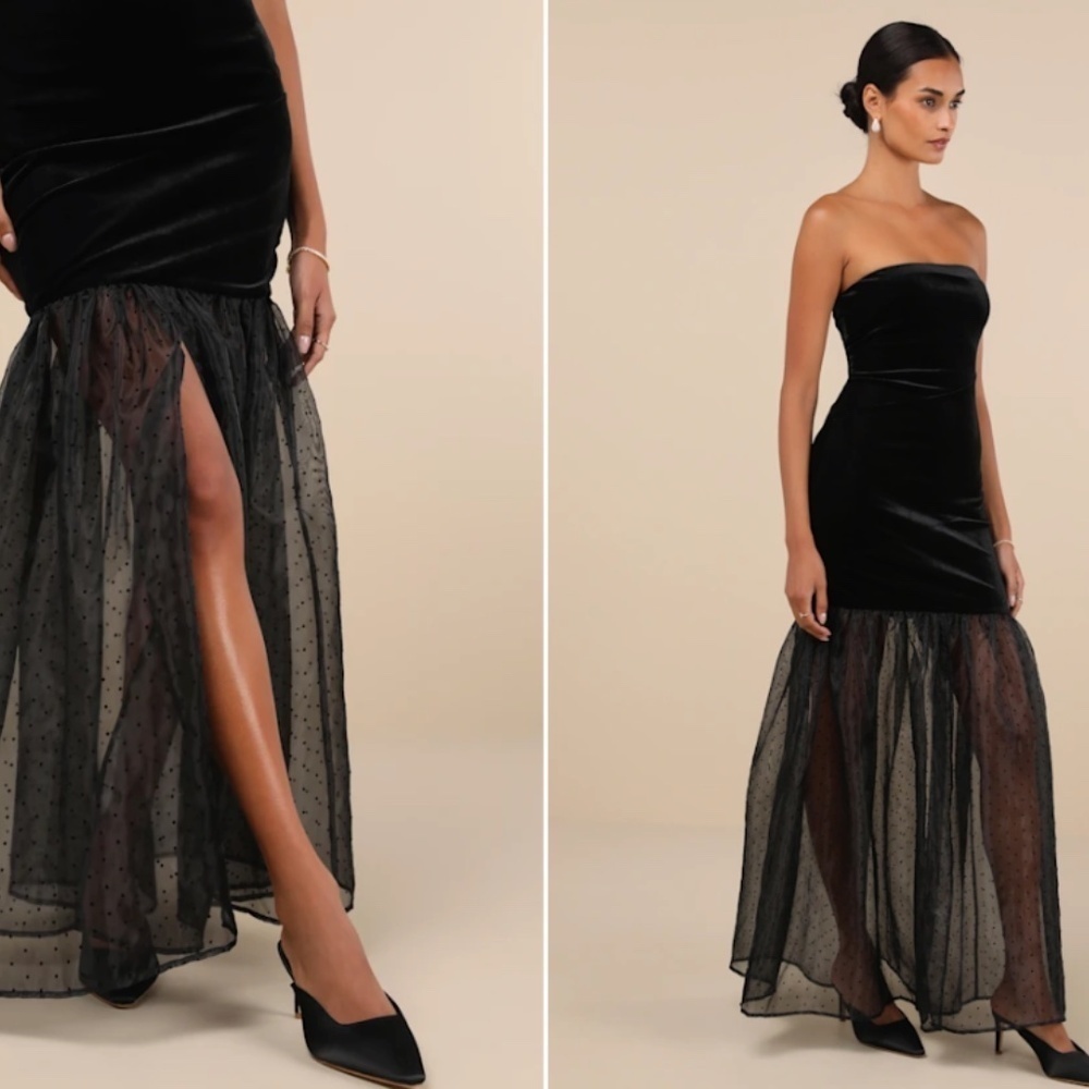 Lulus Prom Wedding Holiday Sexy Elegant Chic Vixen Velvet Cocktail Maxi View 3
